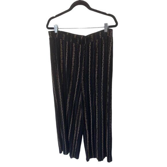 Chico’s Travelers Wide Leg Black Slinky Chain All Over Pattern Casual Pants Size - Picture 8 of 14